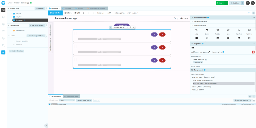 Anvil.works Python web app creation system